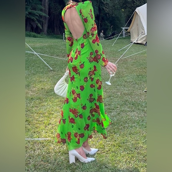 Topshop Green Floral Long Sleeve Dress - Picture 2 of 5